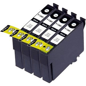 Compatible Epson T1281 Black Ink Cartridge - Pack of 4