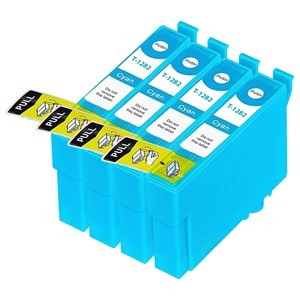 Compatible Epson T1282 Cyan Ink Cartridge - Pack of 4