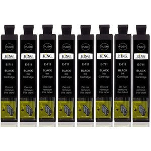 Compatible Epson T0711 Black Ink Cartridge - Pack of 8