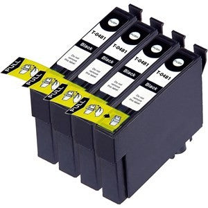 Compatible Epson T0481 Black Ink Cartridge Pack of 4