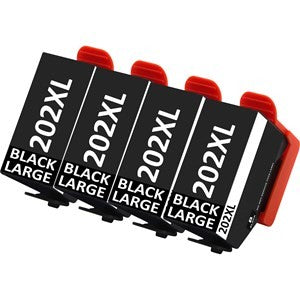 Compatible Epson 202XL Large Black Ink Cartridge Pack of 4