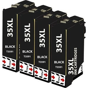 Compatible Epson 35XL Black T3591 Ink Cartridges Pack of 4
