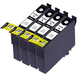 Compatible Epson 502XL Black Ink Cartridge Pack of 4