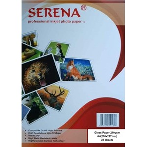 Serena Professional Inkjet Photo Paper Gloss A4 210gsm - Pack of 25