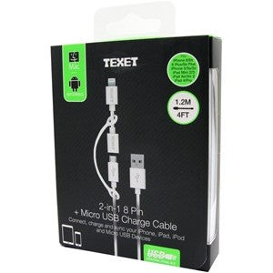Texet iPhone & Micro USB Charging Cable 2 in 1