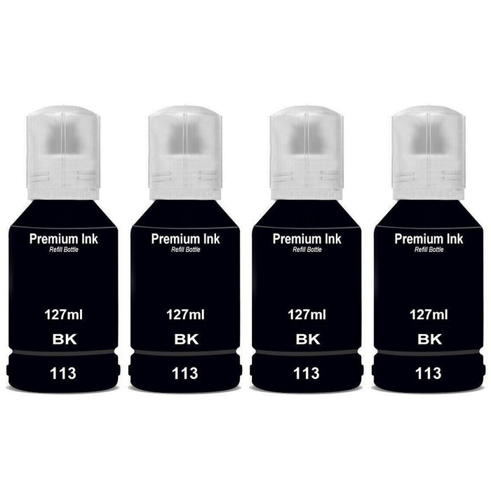 Compatible Epson EcoTank 113 Black Ink Cartridge Pack of 4